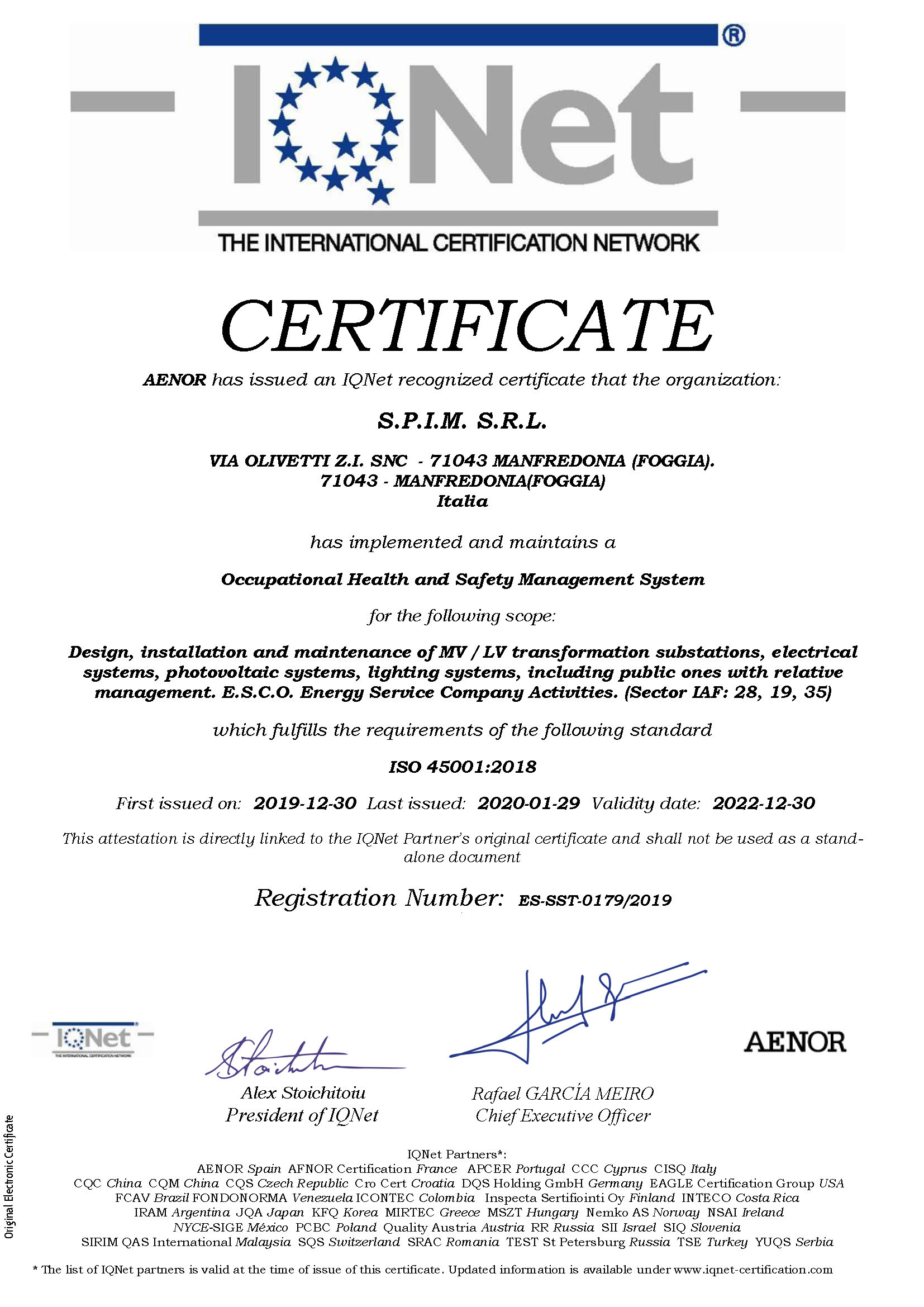certificato -ISO 45001